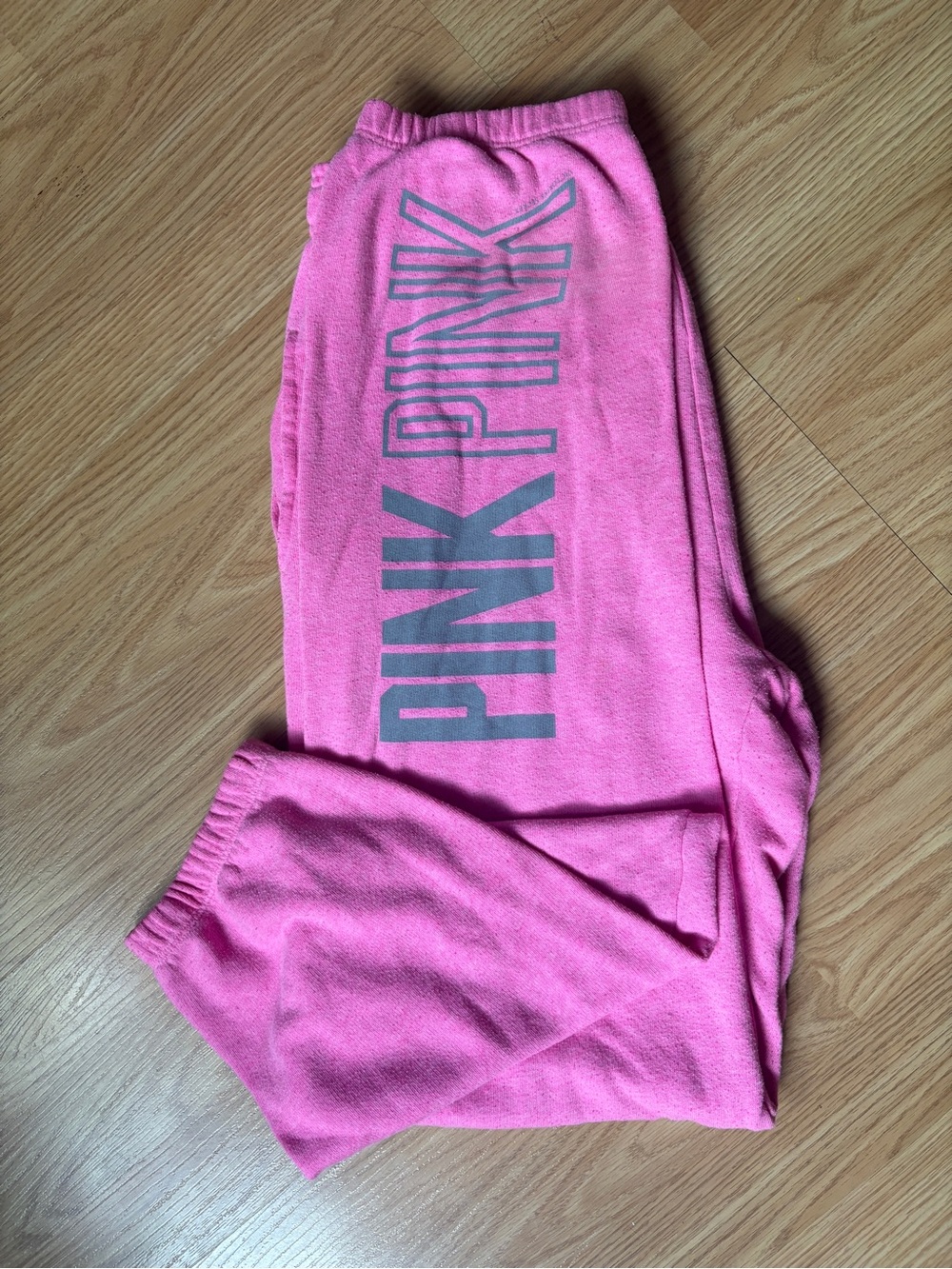 PINK Victoria's Secret Girls' Bright Pink Fleece Joggers with Logo